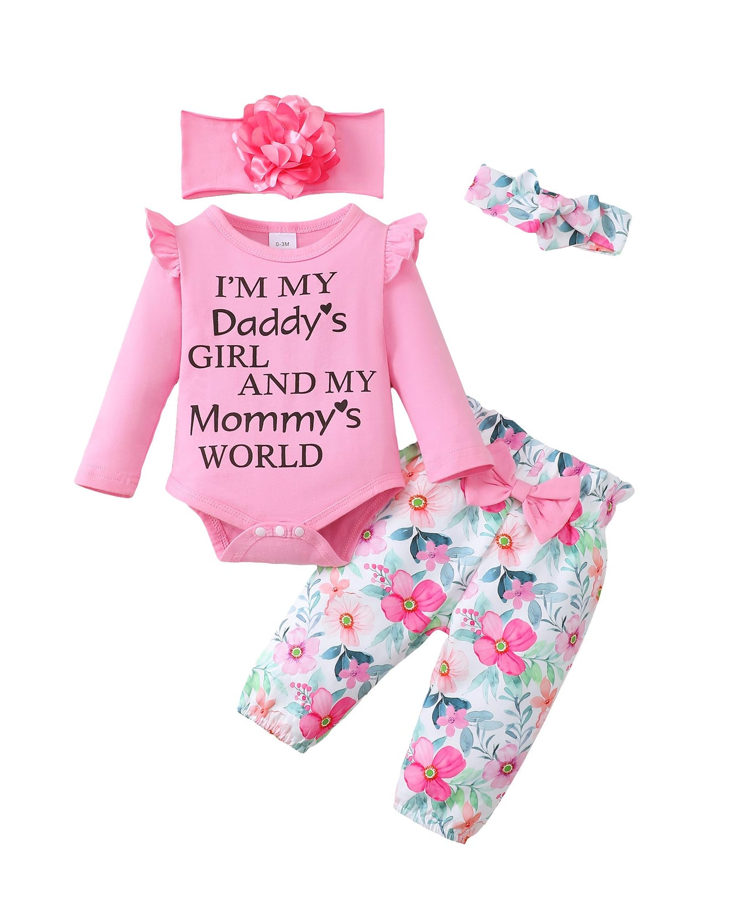 SUNNY PIGGY Newborn Infant Baby Girl Clothes Ruffle Romper Toddler Girl Floral Cotton Pant Sets Girls Clothing Outfit