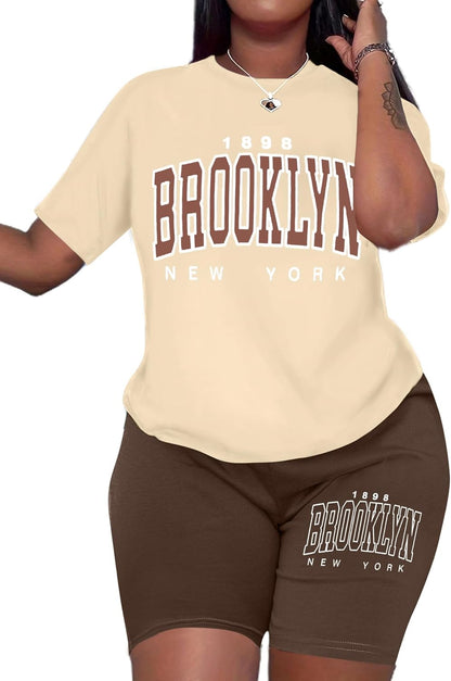 Hilinker Womens 2 Piece Outfits Short Sleeve Top and Shorts Set Summer Workout Casual Tracksuit