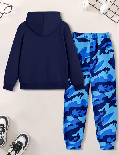 Boys Clothes Camo Boys Outfits Letter Printing Pullover Hoodie and Pants 2Pcs Winter Kids Clothes Boys for 7-14 Years
