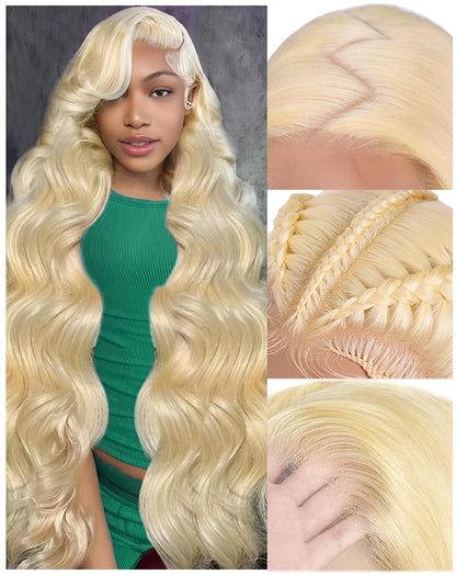 613 13x6 Lace Front Wig Human Hair 30 Inch 100% Real Blonde Wig Human Hair Body Wave HD Lace Front Wigs Human Hair 200 Density Easily Stained No Tangle Minimal Shedding Longer Life