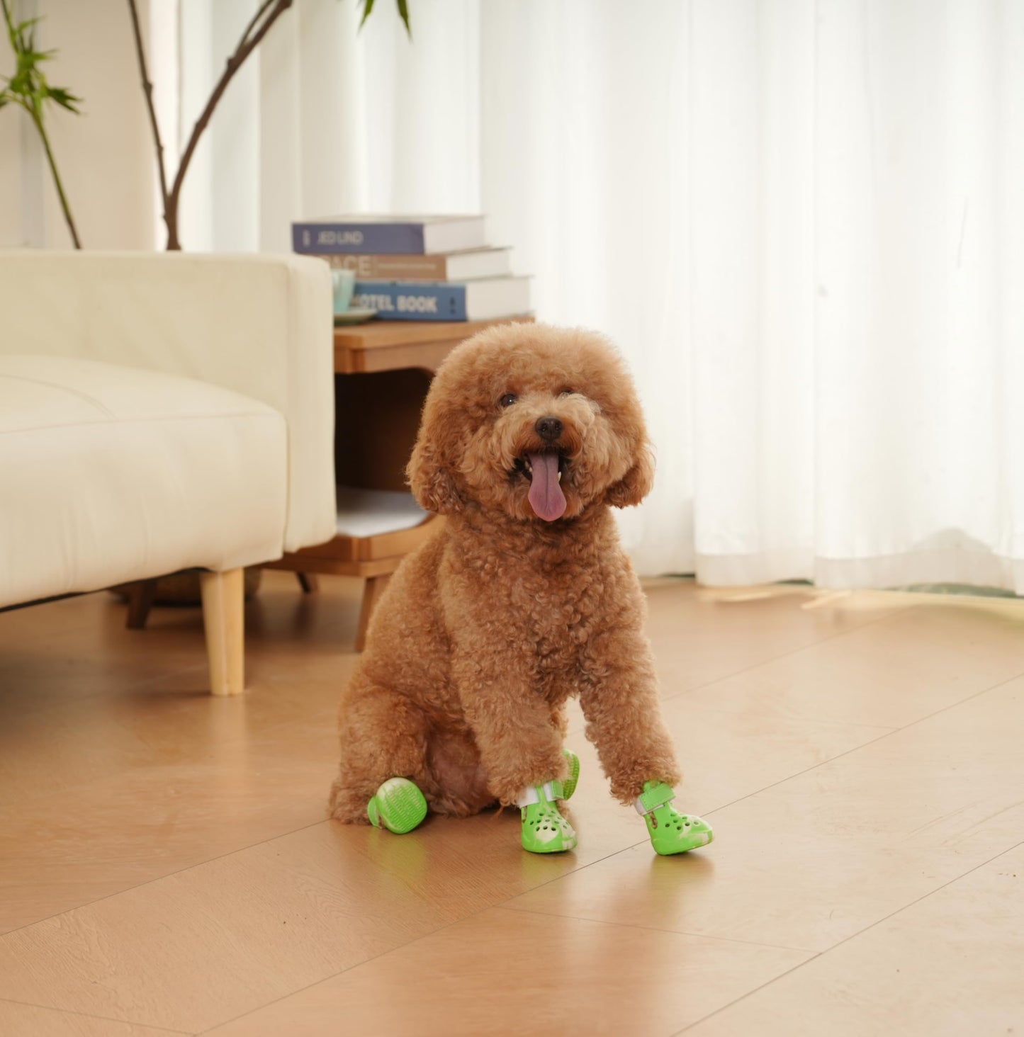 Dog Shoes: Non-Slip Waterproof Sandals for Hot Pavement, Breathable Perforated Boots, Large/Medium/Small Sizes, Ideal Paw Protector, Outdoor Clog Booties (Green Marble, Size 1)