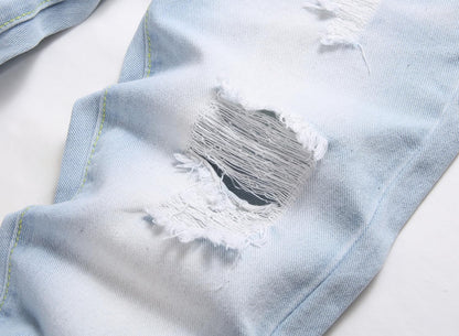 Boy's Ripped Jeans Stacked Skinny Fit Destroyed Distressed Fashion Comfy Denim Jeans Pants