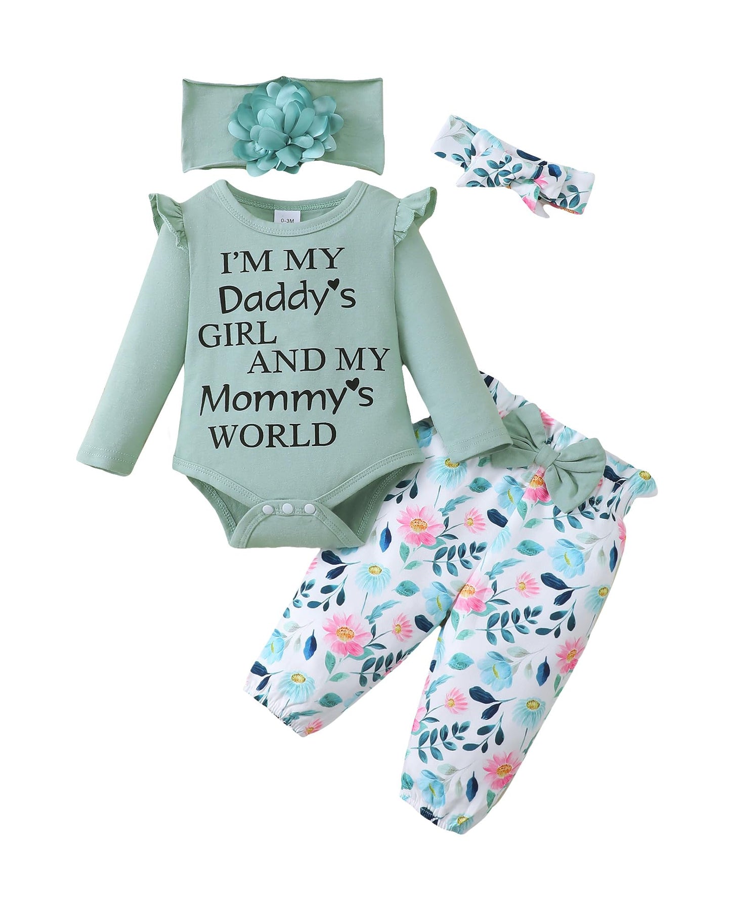 SUNNY PIGGY Newborn Infant Baby Girl Clothes Ruffle Romper Toddler Girl Floral Cotton Pant Sets Girls Clothing Outfit