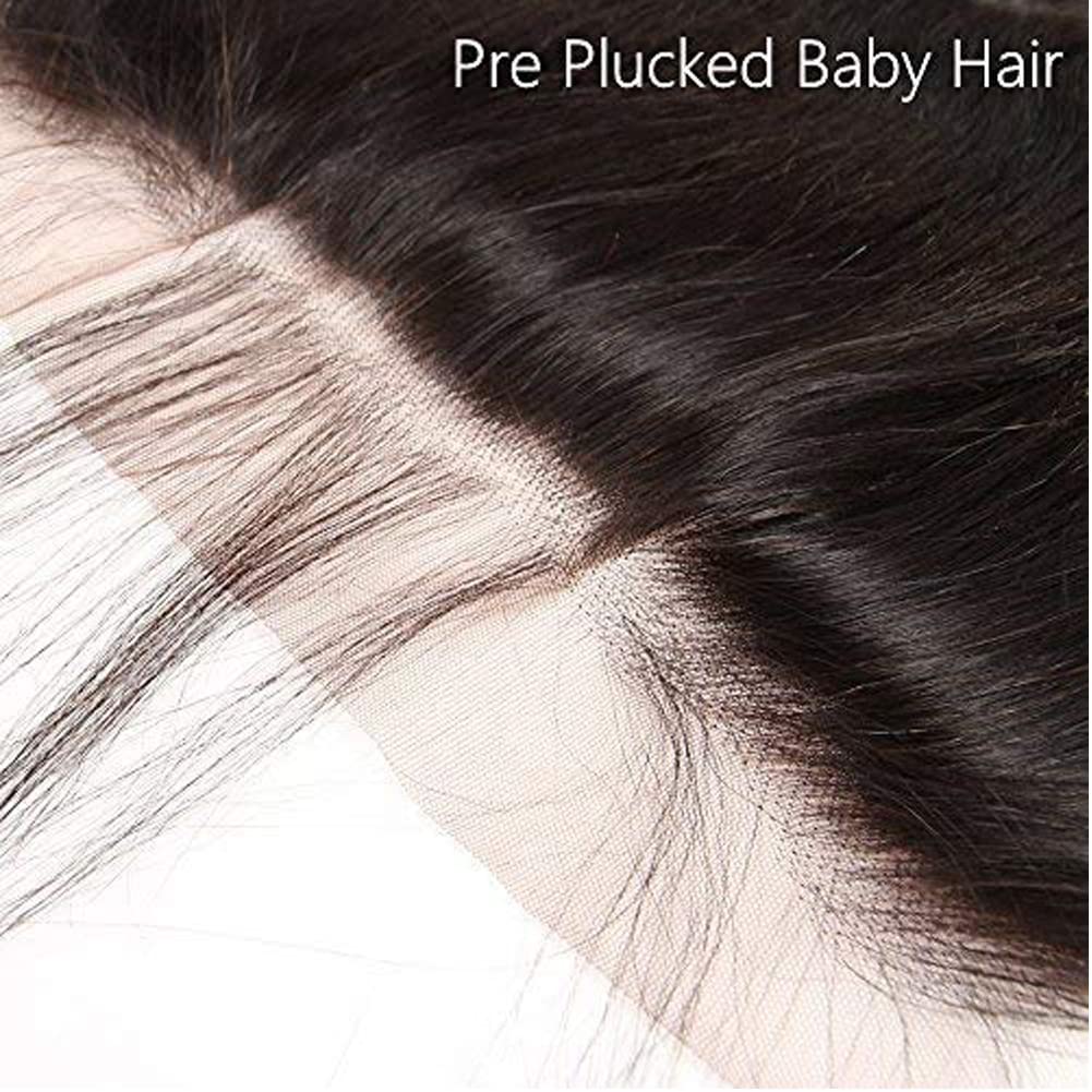 Hd Closure 5x5 Straight Closure 5x5 Transparent Lace Closure 12A Virgin Remy Human Hair Frontal Closure Pre Plucked With Baby Hair Natural Black Color(14inch)
