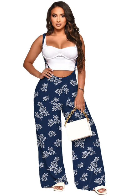 Nimsruc Womens Jumpsuit Casual Loose Sleeveless Adjustable Spaghetti Straps Wide Leg Pants Baggy Overalls With Pockets