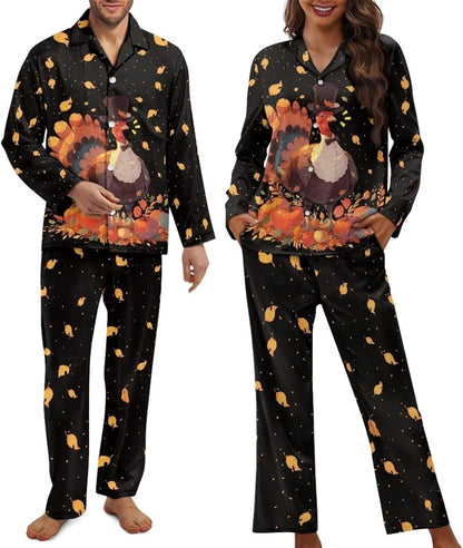 Matching Pajamas for Couple Soft Funny Front Button long Sleeve Pajamas