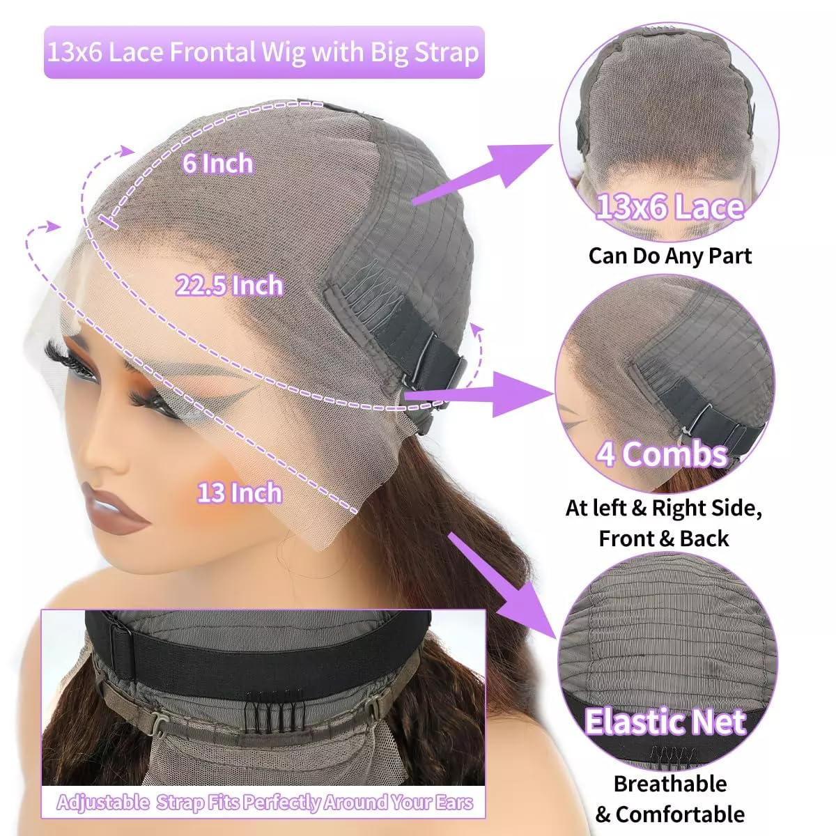20Inch Deep Wave Lace Front Wigs Human Hair-13x4 HD Transparent Deep Wave Frontal Wigs Human Hair Glueless Curly Wigs for Women 200% Density Curly Lace Front Human Hair Pre Plucked with Baby Hair