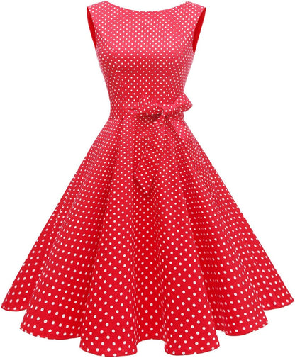 Hanpceirs Women's Boatneck Sleeveless Swing Vintage 1950s Cocktail Dress New