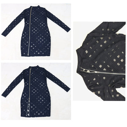 Uni Clau Women Sexy Sheer Mesh Boydcon Midi Dress See Through Printed Long Sleeve Midi Skinny Clubwear Party Dress