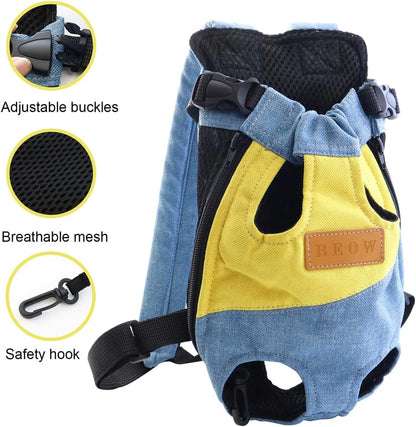 Pet Carrier Backpack, Adjustable Backpack Legs Out Easy-fit Chest Carrier for Small Dogs Cats Puppies