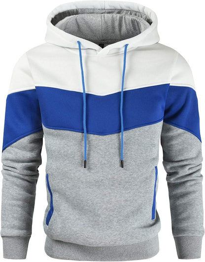 Gesean Men's Novelty Color Block Pullover Fleece Hoodie Long Sleeve Casual Sweatshirt with Pocket