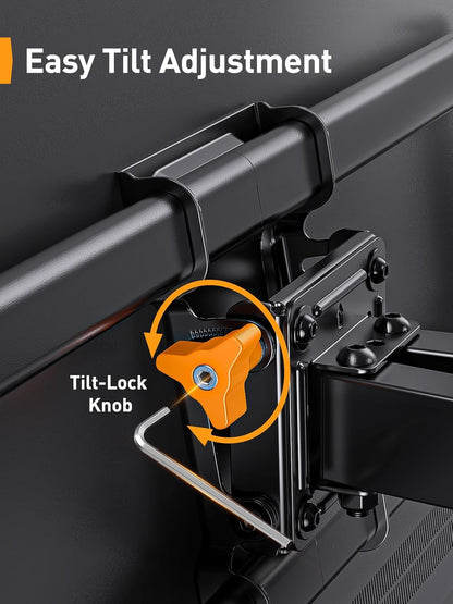 Perlegear UL Listed Full Motion TV Wall Mount for 42-85 inch TVs up to 132 lbs, TV Mount with Dual Articulating Arms, Tool-Free Tilt, Swivel, Extension, Leveling, Max VESA 600x400mm, 16" Studs, PGLF8