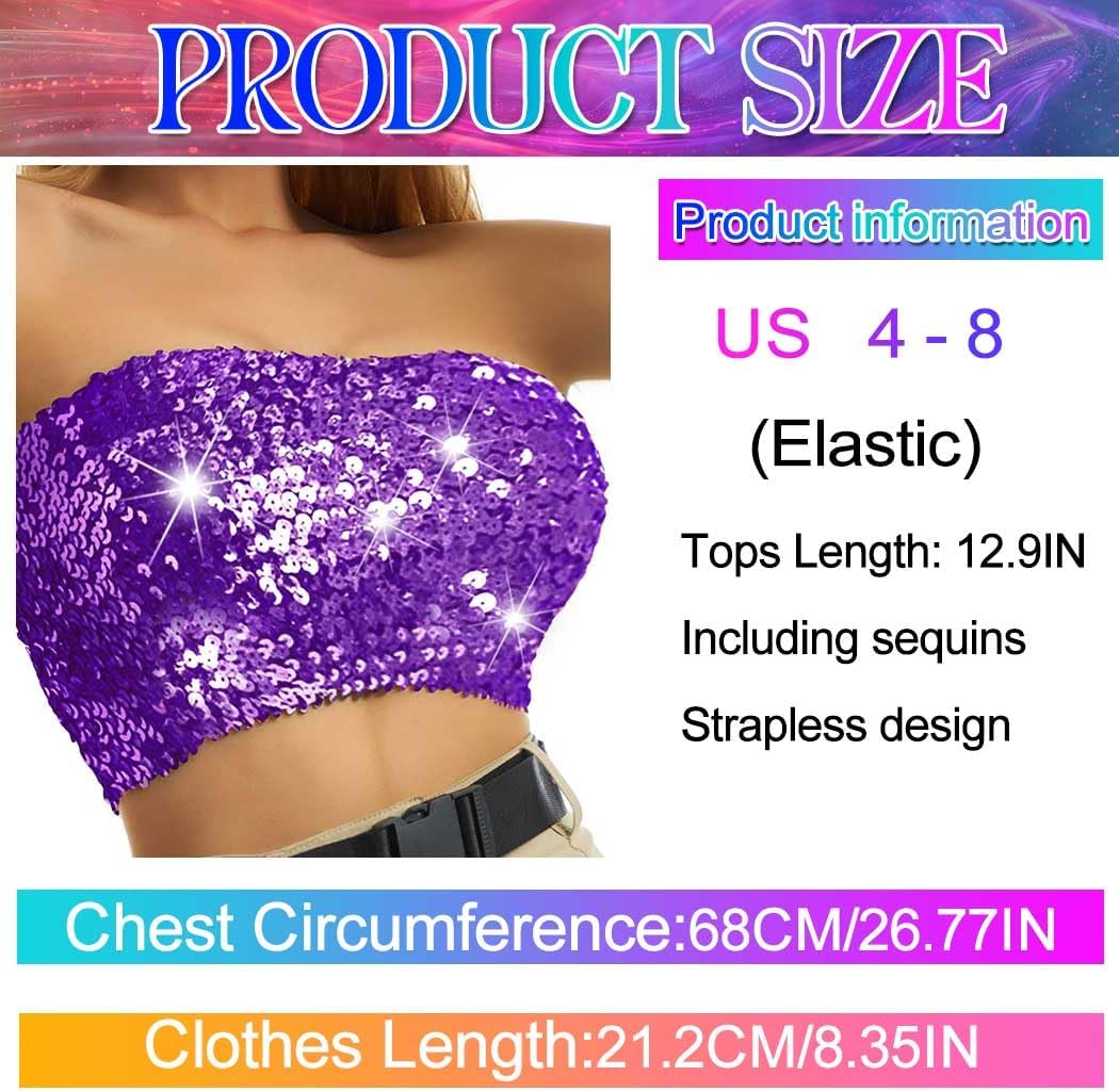 Nicute Sequin Tube Top Sparkly Crop Tops for Women