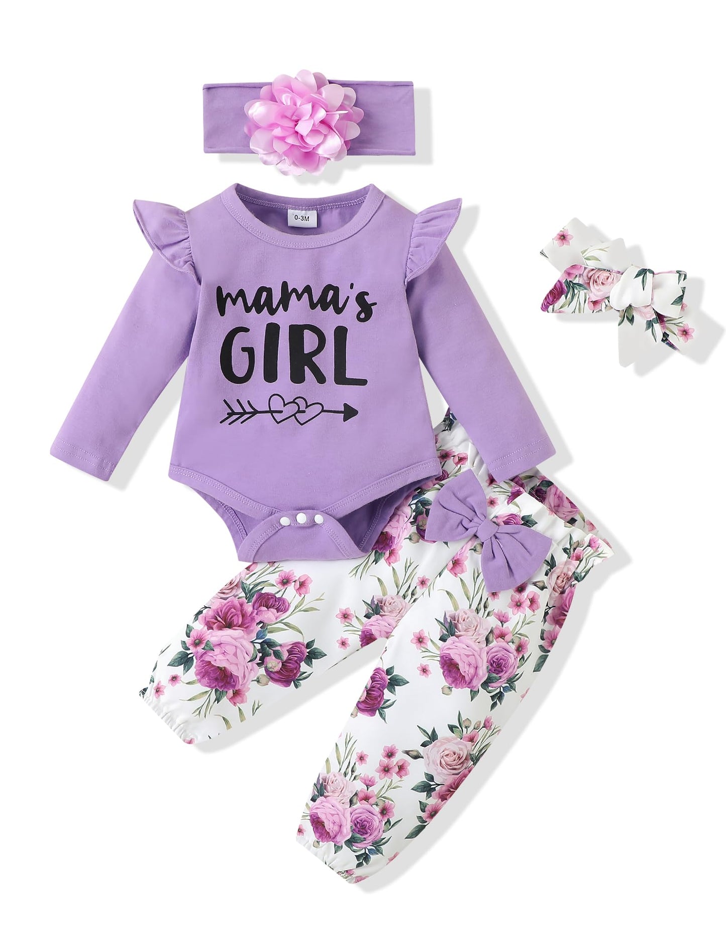 SUNNY PIGGY Newborn Infant Baby Girl Clothes Ruffle Romper Toddler Girl Floral Cotton Pant Sets Girls Clothing Outfit