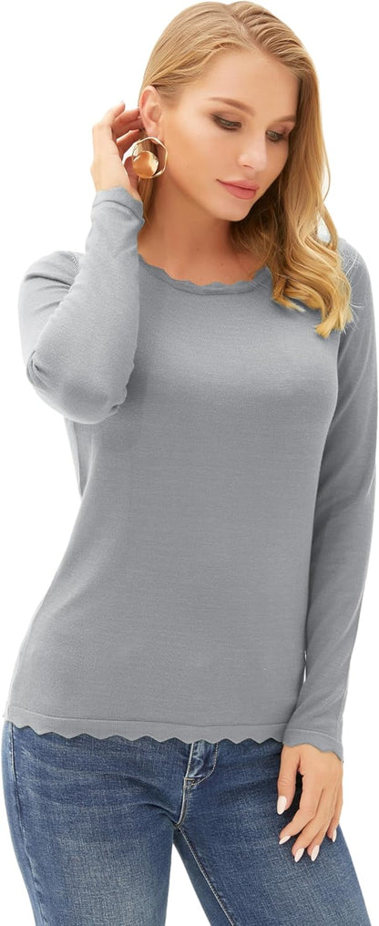 GRACE KARIN Women's High Stretchy Long Sleeve Pullover Sweater Blouse Top