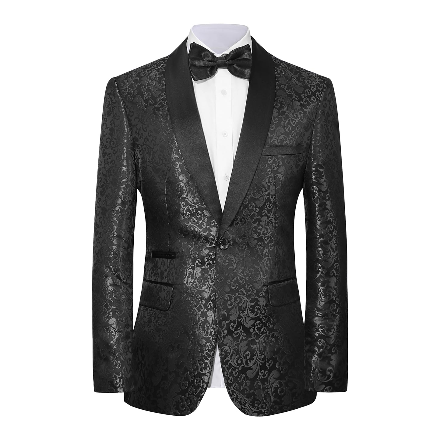 Men's Floral Dinner Party Prom Wedding Stylish Tuxedo Suits for Men One Button Dinner Jacket Pants Set