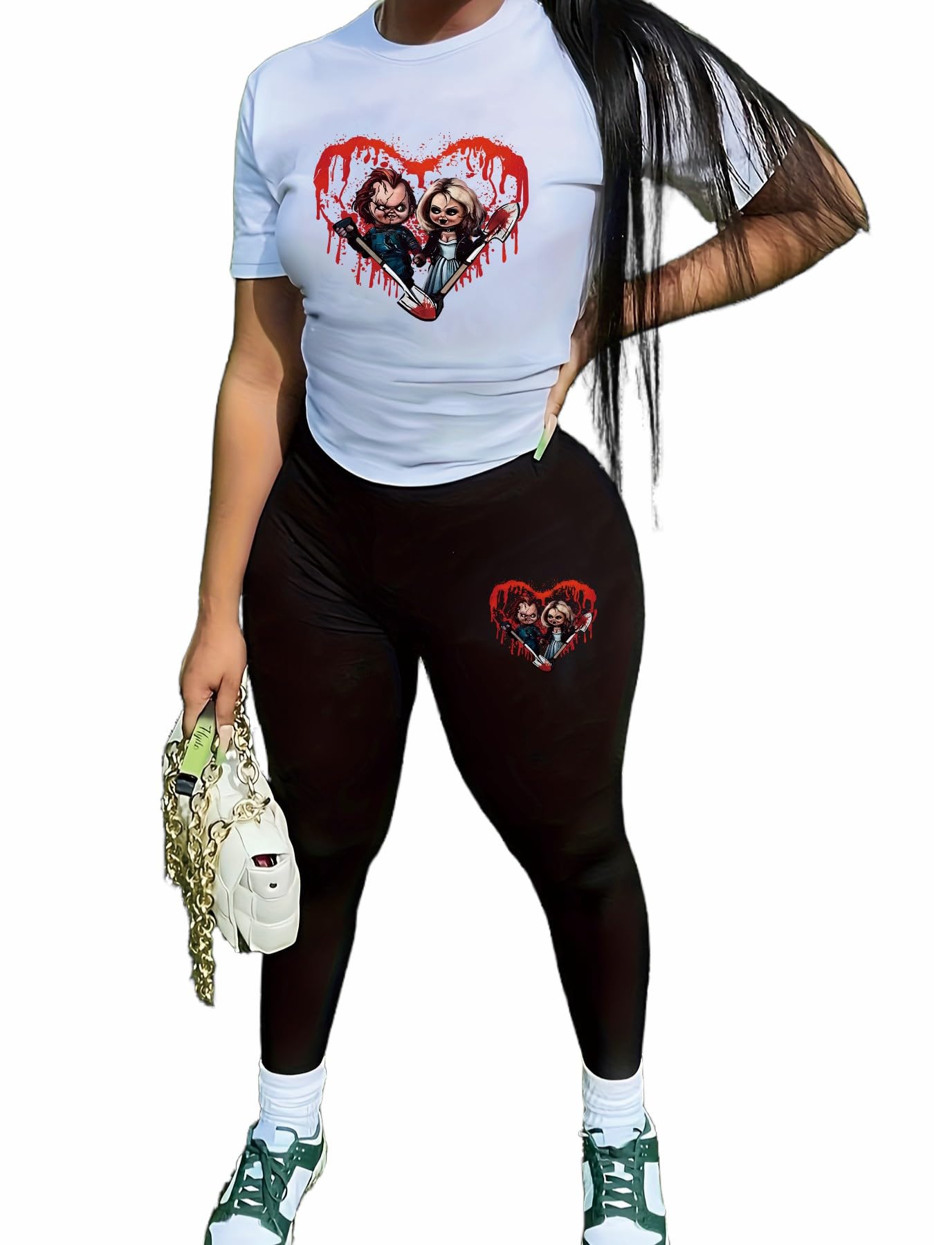 TOPONSKY Women Two Piece Workout Outfits Biker Short-Sleeve Long-Pant Sets