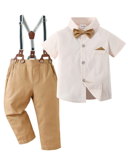 DISAUR Baby Boy Clothes Suits Toddler Dress Shirt With Bowtie Suspender Pants Outfit Sets Gentleman Wedding 1-6 Years