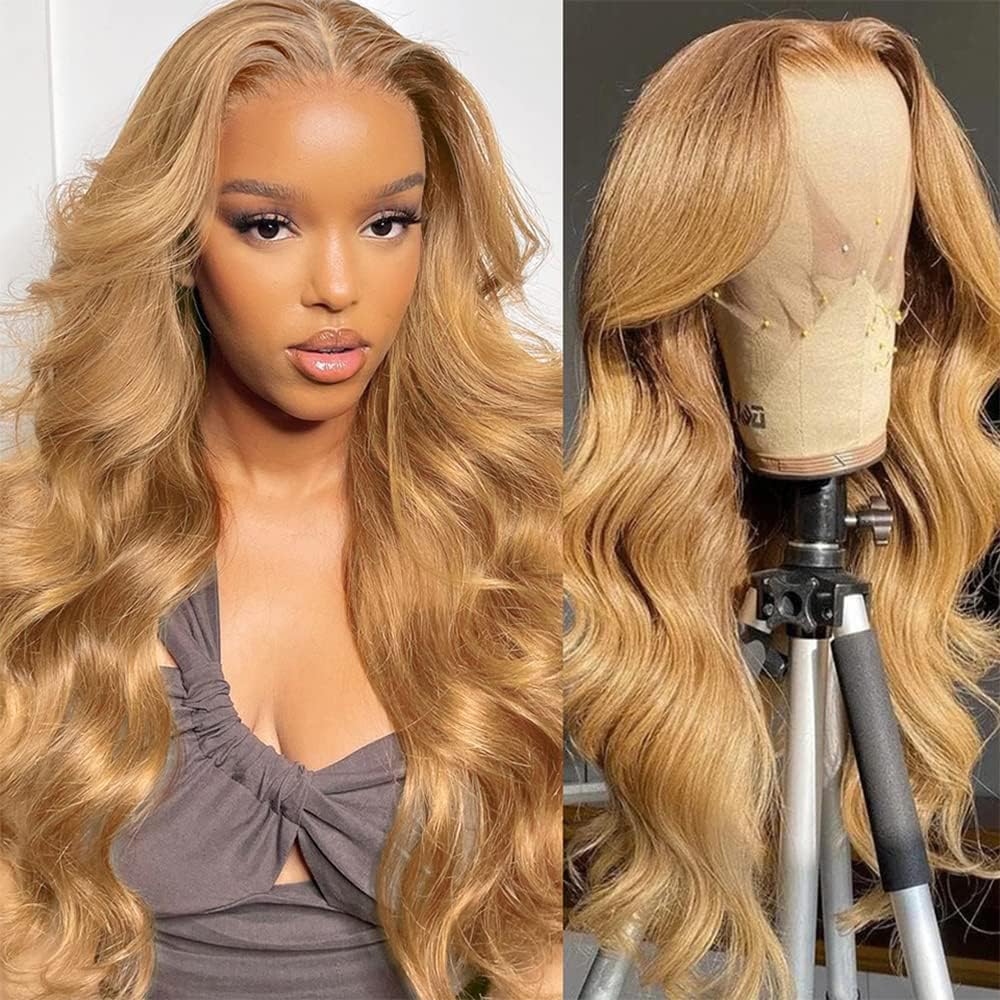 MEGOOD 200% Density Reddish Brown Deep Wave Lace Front Wigs Human Hair 13x4 HD Transparent Curly Human Hair Wig Pre Plucked 13X4 Ginger Wig Human Hair Glueless Colored Wigs With Baby Hair 18inch