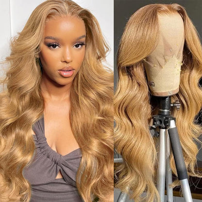 MEGOOD 200% Density Reddish Brown Deep Wave Lace Front Wigs Human Hair 13x4 HD Transparent Curly Human Hair Wig Pre Plucked 13X4 Ginger Wig Human Hair Glueless Colored Wigs With Baby Hair 18inch