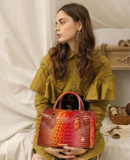 Top-Handle Crocodile Purses For Women Crossbody Leather Bags Trendy Large Capacity Tote with Shoulder Strap