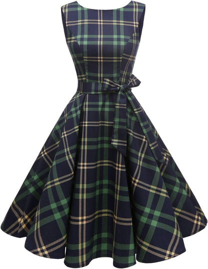 Hanpceirs Women's Boatneck Sleeveless Swing Vintage 1950s Cocktail Dress New