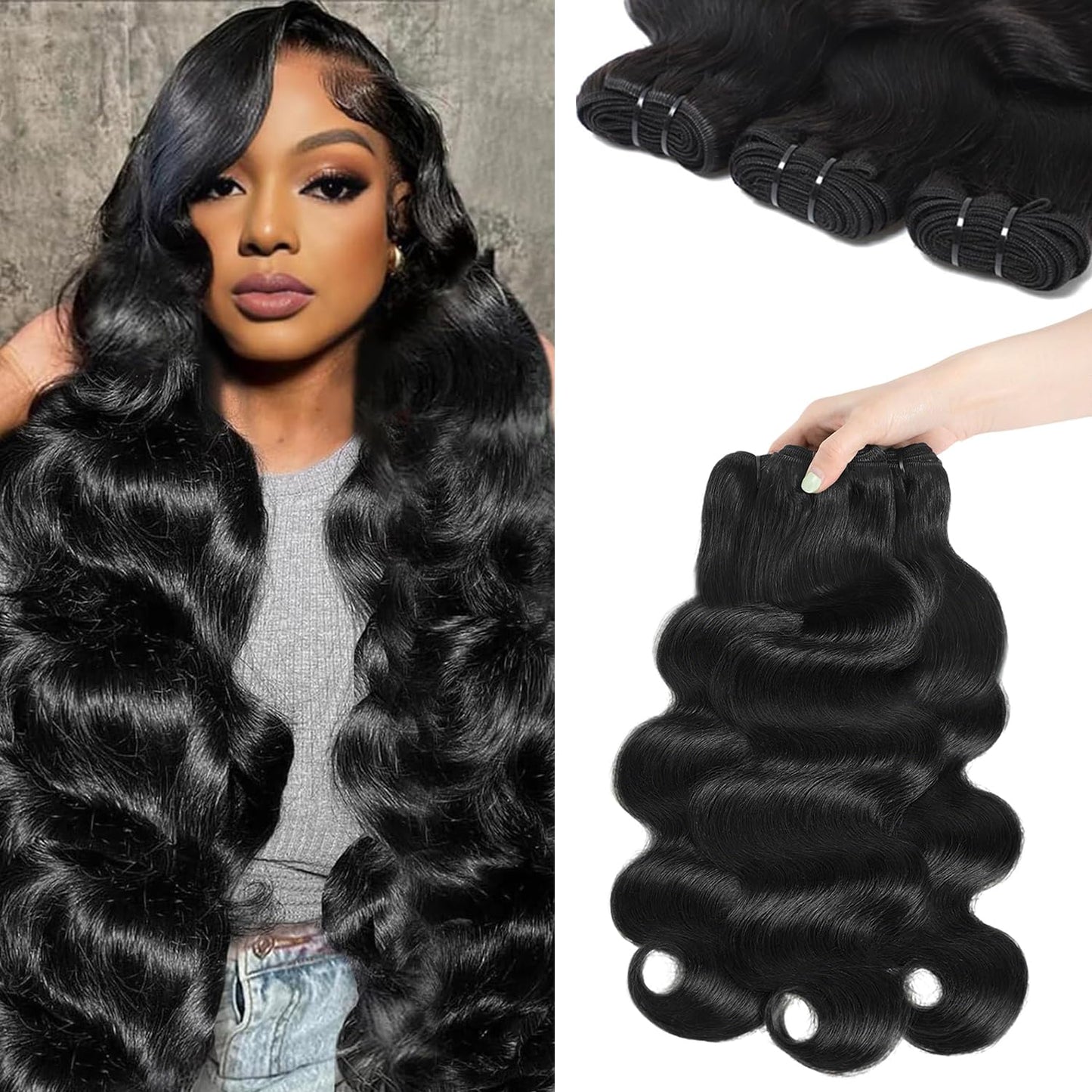 12A Human Hair Bundles with Closure Body Wave Bundles 20 22 24+18 Inch 5X5 HD Lace Closure Human Hair 100% Brazilian Virgin Hair Extensions 3 Bundles Deals Hair Quick Weave Bundle for Women