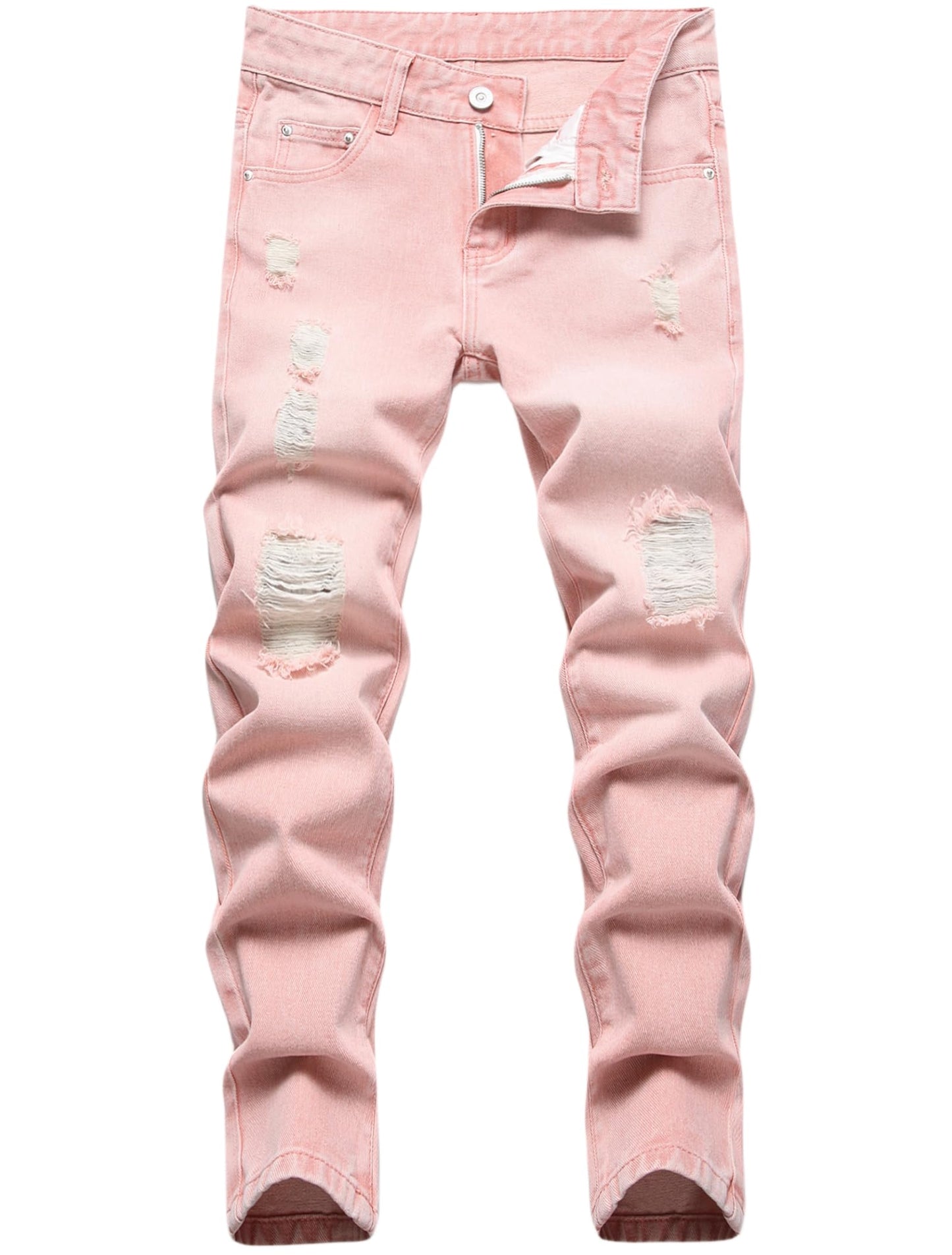 Boy's Skinny Fit Comfy Jeans Ripped Destroyed Distressed Stylish Slim Washed Denim Jeans Pants