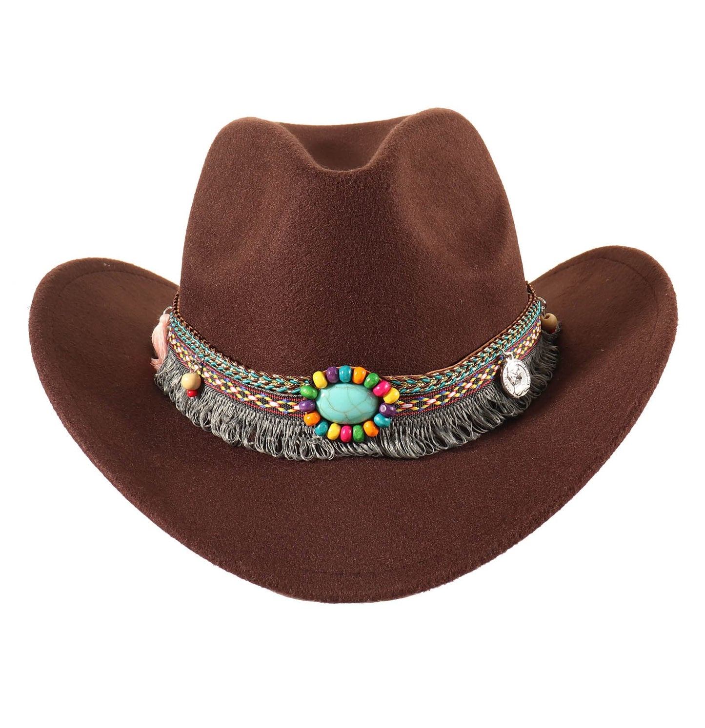 Ibeauti Cowboy Hat with Fringed Bandana Set for Women Wide Brim Western Cowgirl Hat Paisley Head Wrap Scarf