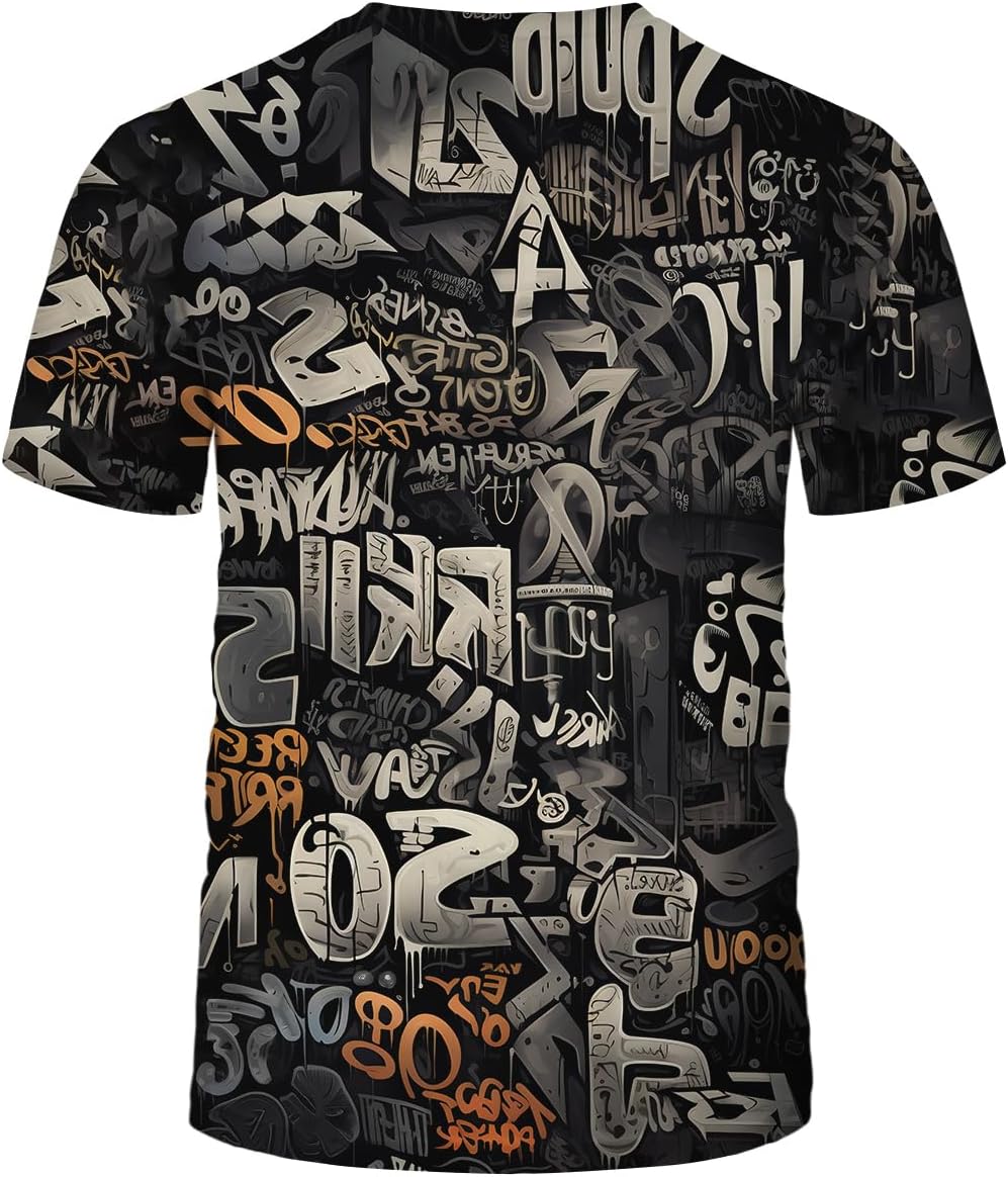 Men's Artist Street Letter Graffiti Markers T-Shirt Shirts 3D Printing Graffiti Graphic Shirt Tee Top
