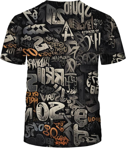 Men's Artist Street Letter Graffiti Markers T-Shirt Shirts 3D Printing Graffiti Graphic Shirt Tee Top