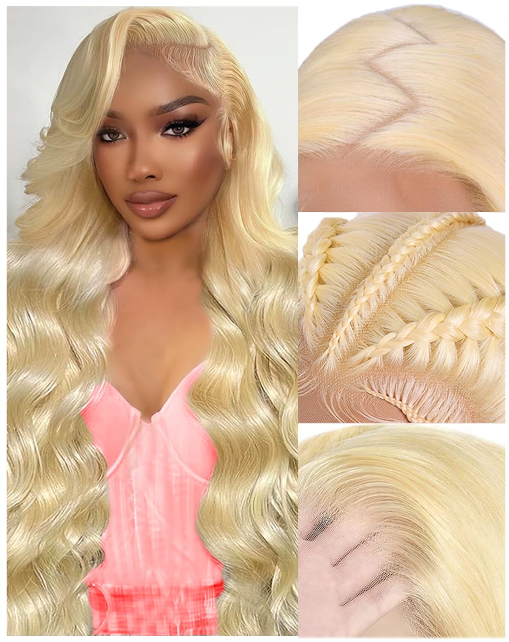 613 13x6 Lace Front Wig Human Hair 30 Inch 100% Real Blonde Wig Human Hair Body Wave HD Lace Front Wigs Human Hair 200 Density Easily Stained No Tangle Minimal Shedding Longer Life