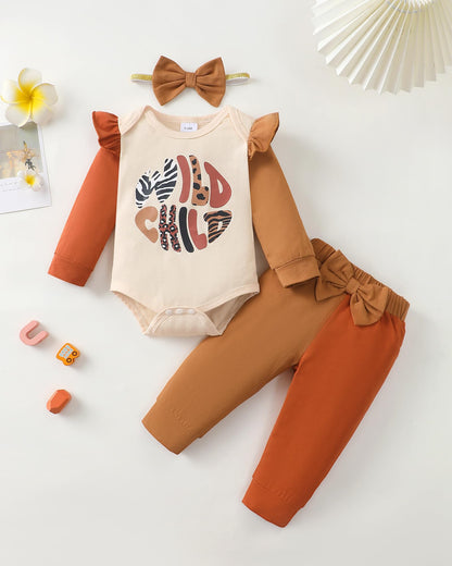 Mioglrie Baby Girl Clothes Newborn Girl Fall Winter Outfits Pants Set Preemie Clothing Headband 0 3 6 12 18 Months