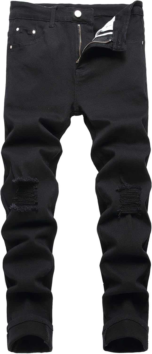 JUNBAOSS Men's Slim Fit Jeans Stretch Ripped Skinny Jeans for Men, Fashion Straight Leg Comfort Flex Waist Casual Pants