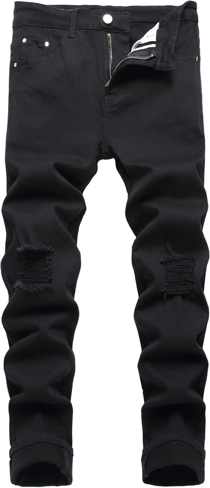JUNBAOSS Men's Slim Fit Jeans Stretch Ripped Skinny Jeans for Men, Fashion Straight Leg Comfort Flex Waist Casual Pants