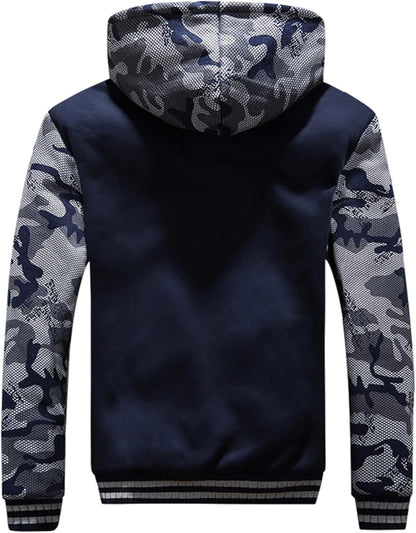 GXAMOY Men's Winter Fleece Hoodies for Men Heavyweight Warm Thick Full Zip Up Sweatshirt Outerwear