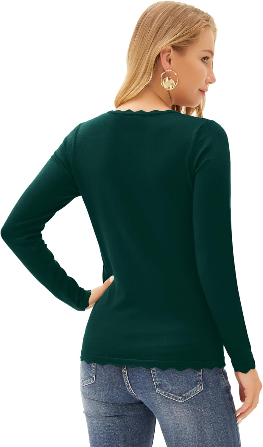 GRACE KARIN Women's High Stretchy Long Sleeve Pullover Sweater Blouse Top