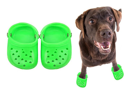 4 PCS Small Dog Sandals, Shoes for Dogs, Candy Colors Dog Sandals for Photo, Doggy Rubber Slipper Shoes Pink
