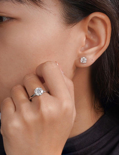 IMOLOVE Moissanite Stud Earrings for Women in Sterling Silver Hypoallergenic 1-3CT D Color Round Cut Moissante Earrings