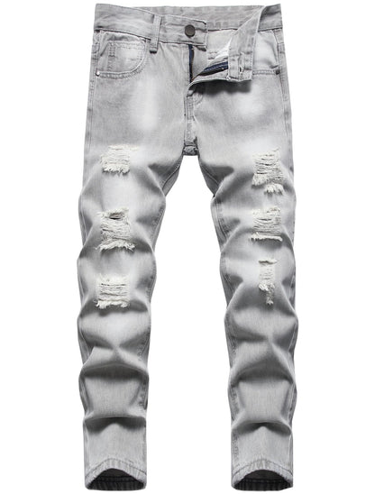 Boy's Skinny Fit Comfy Jeans Ripped Destroyed Distressed Stylish Slim Washed Denim Jeans Pants