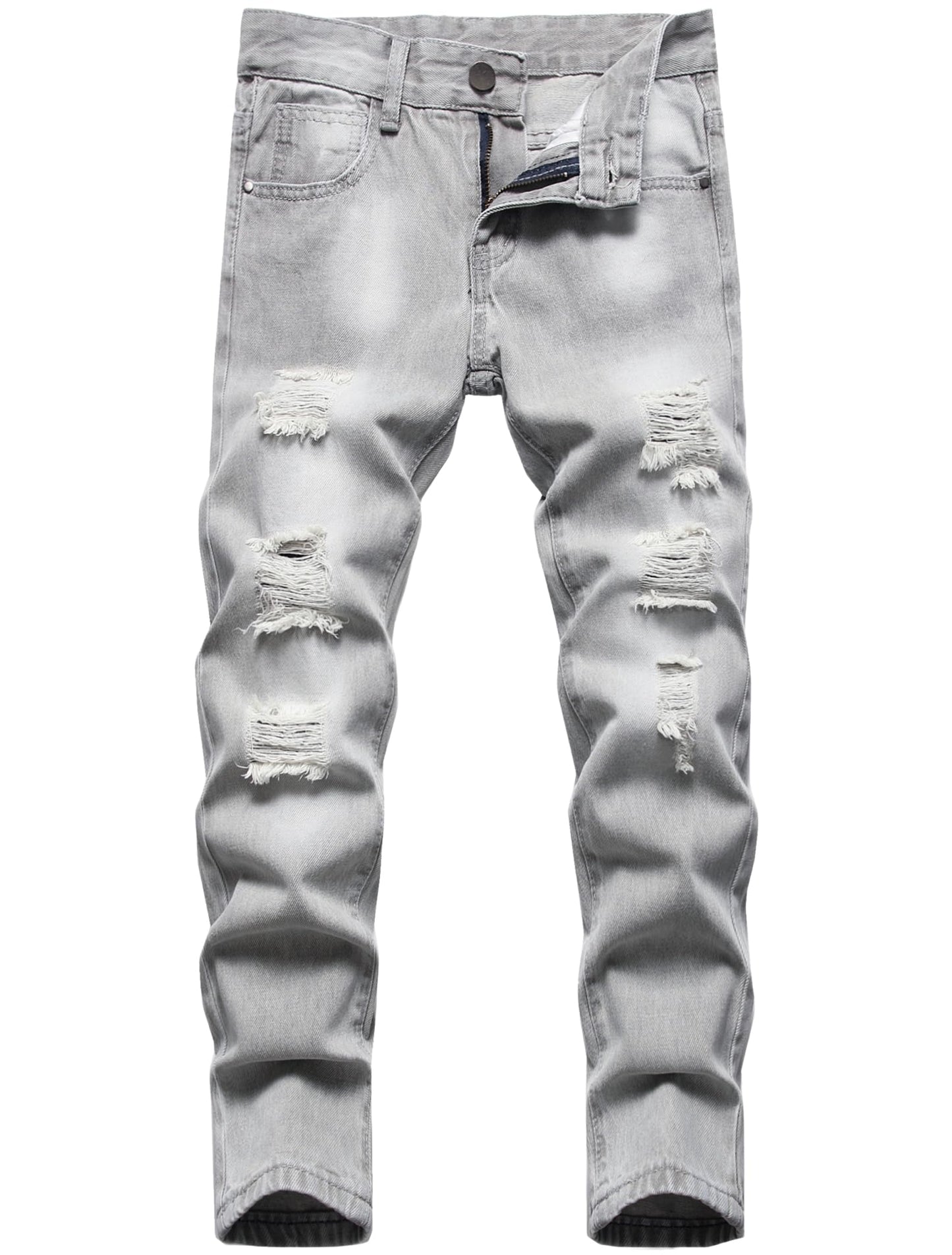 Boy's Skinny Fit Comfy Jeans Ripped Destroyed Distressed Stylish Slim Washed Denim Jeans Pants