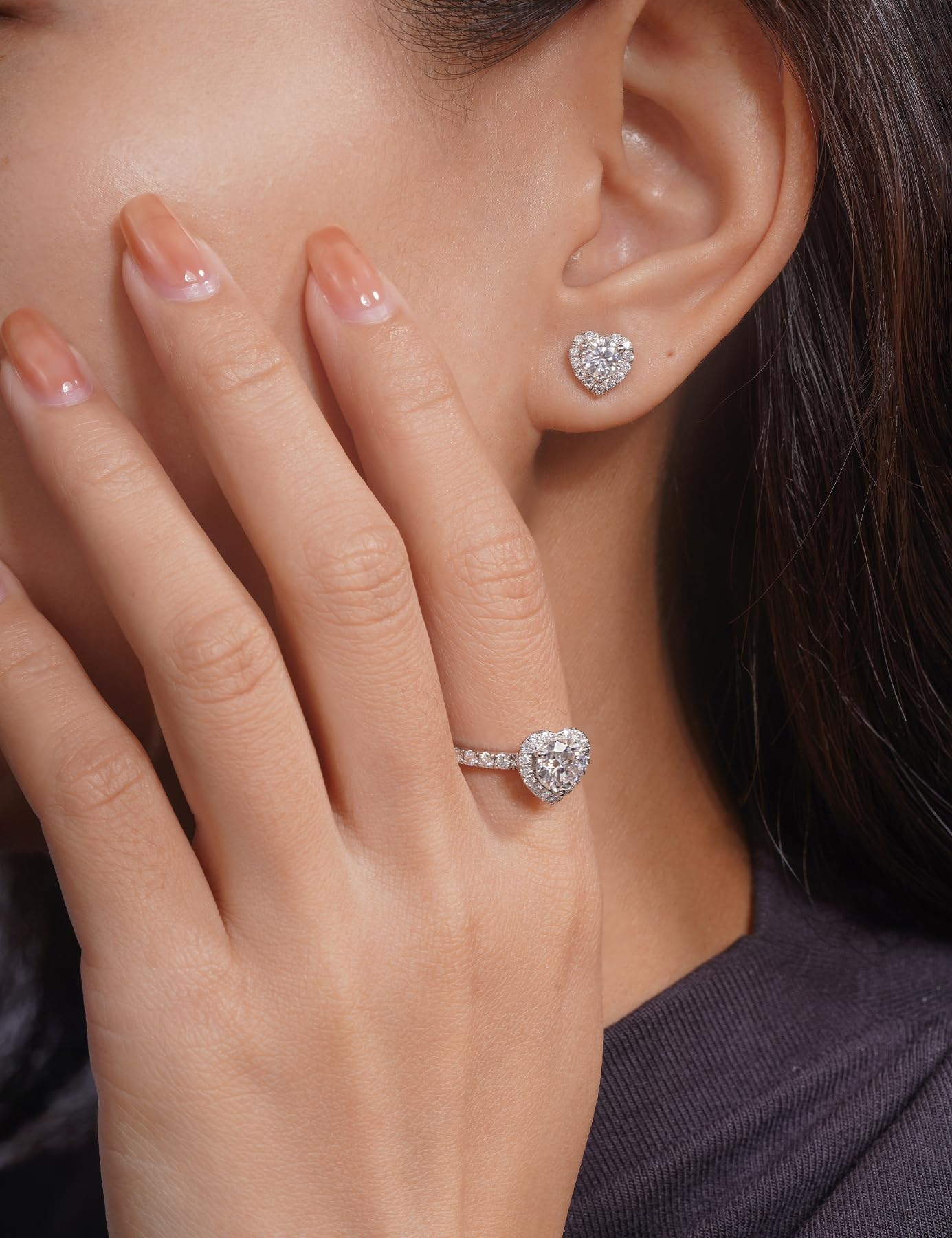 IMOLOVE Moissanite Stud Earrings for Women in Sterling Silver Hypoallergenic 1-3CT D Color Round Cut Moissante Earrings