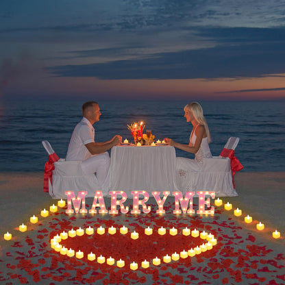 1027 Pcs I Love U Light Up Letters Proposal Decorations, I Love U Sign with 24 Pcs Heart Flameless Candles 1000 Pcs Rose Petals for Wedding Proposal Romantic Night Decor
