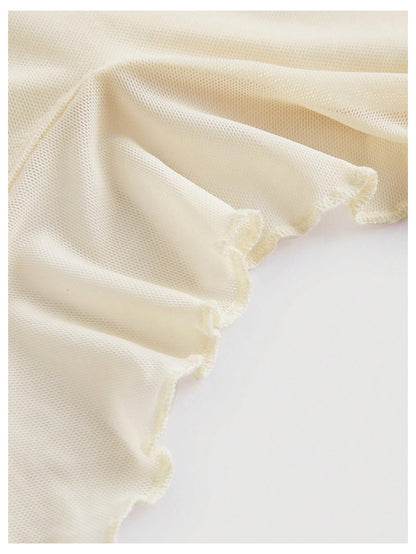 WDIRARA Women's 3D Flower Tie Front Ruffle Trim Halter Top Tie Backless Camisole