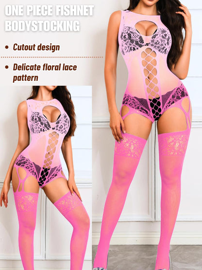 Women Body Stockings Sexy, Exotic Dancer Fishnets Lingerie Glow Party, Fishnet Bodysuit Rave Outfits Club Plus Size