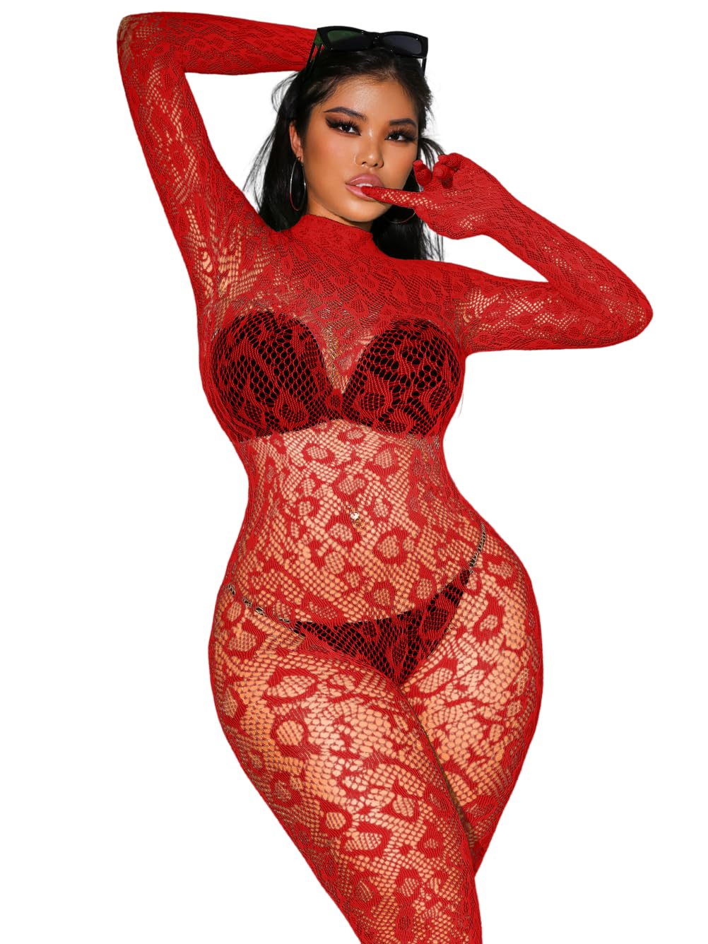 Sexy Lace Leopard Jumpsuit For Women, Fishnet Bodysuit Glow Party Club, Poster One Piece Mesh Full Body Rave Outfits