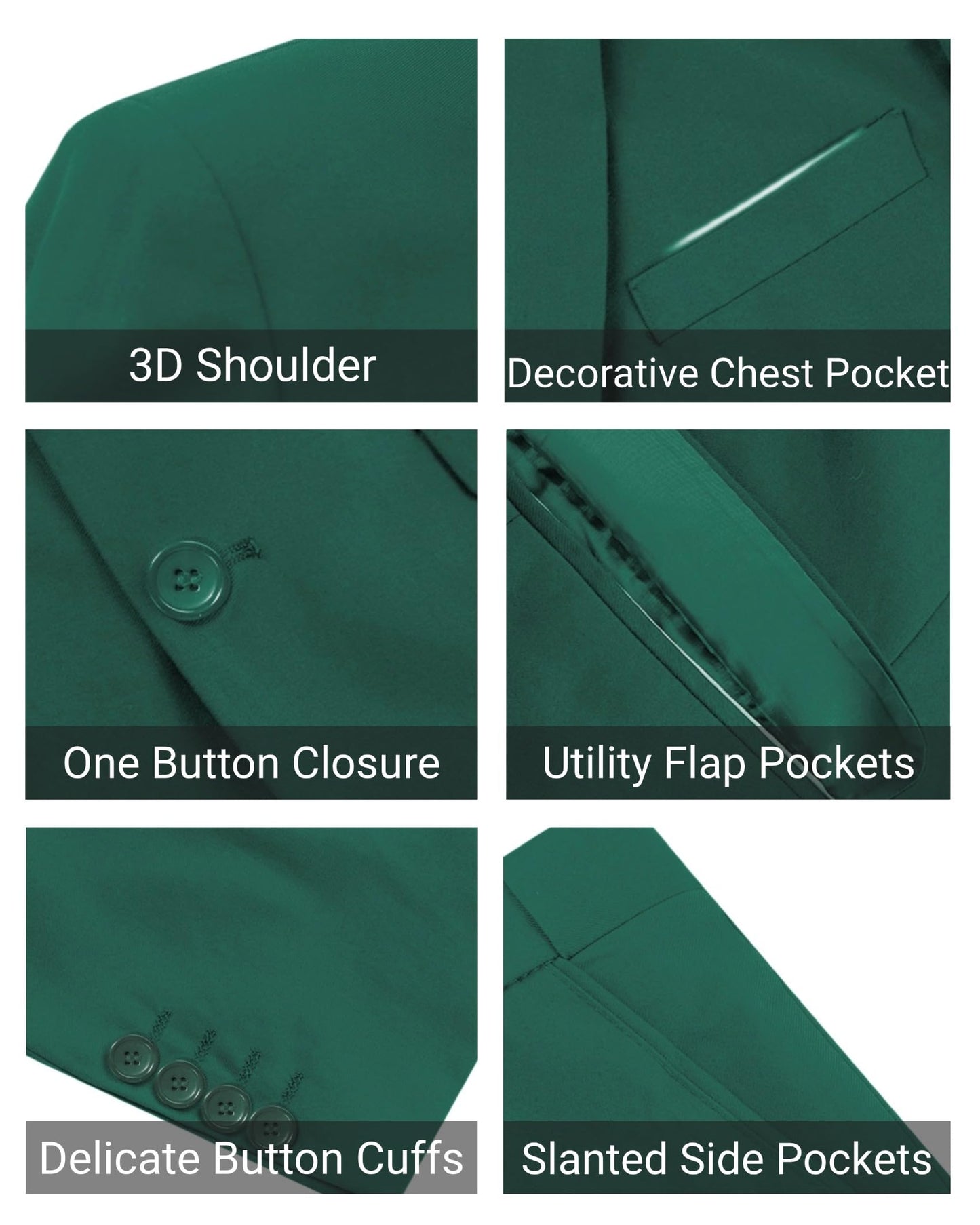 Cloudstyle Mens 3-Piece Suit Notched Lapel One Button Slim Fit Formal Jacket Vest Pants Set