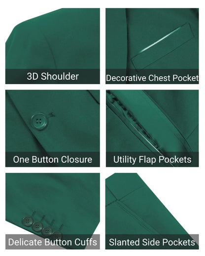 Cloudstyle Mens 3-Piece Suit Notched Lapel One Button Slim Fit Formal Jacket Vest Pants Set