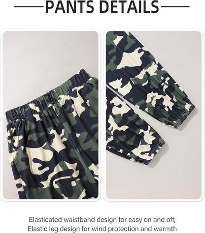Girls' Clothing Sets Ribbed Knit Crewneck T-Shirt & Camo Print Elastic Waist Pants Girls Clothes Size 6-16Y