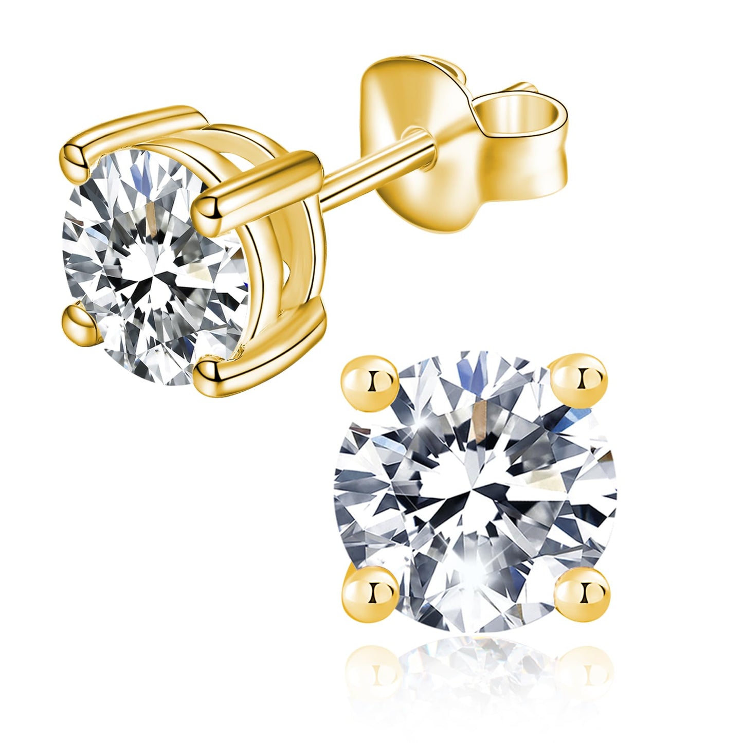 IMOLOVE Moissanite Stud Earrings for Women in Sterling Silver Hypoallergenic 1-3CT D Color Round Cut Moissante Earrings